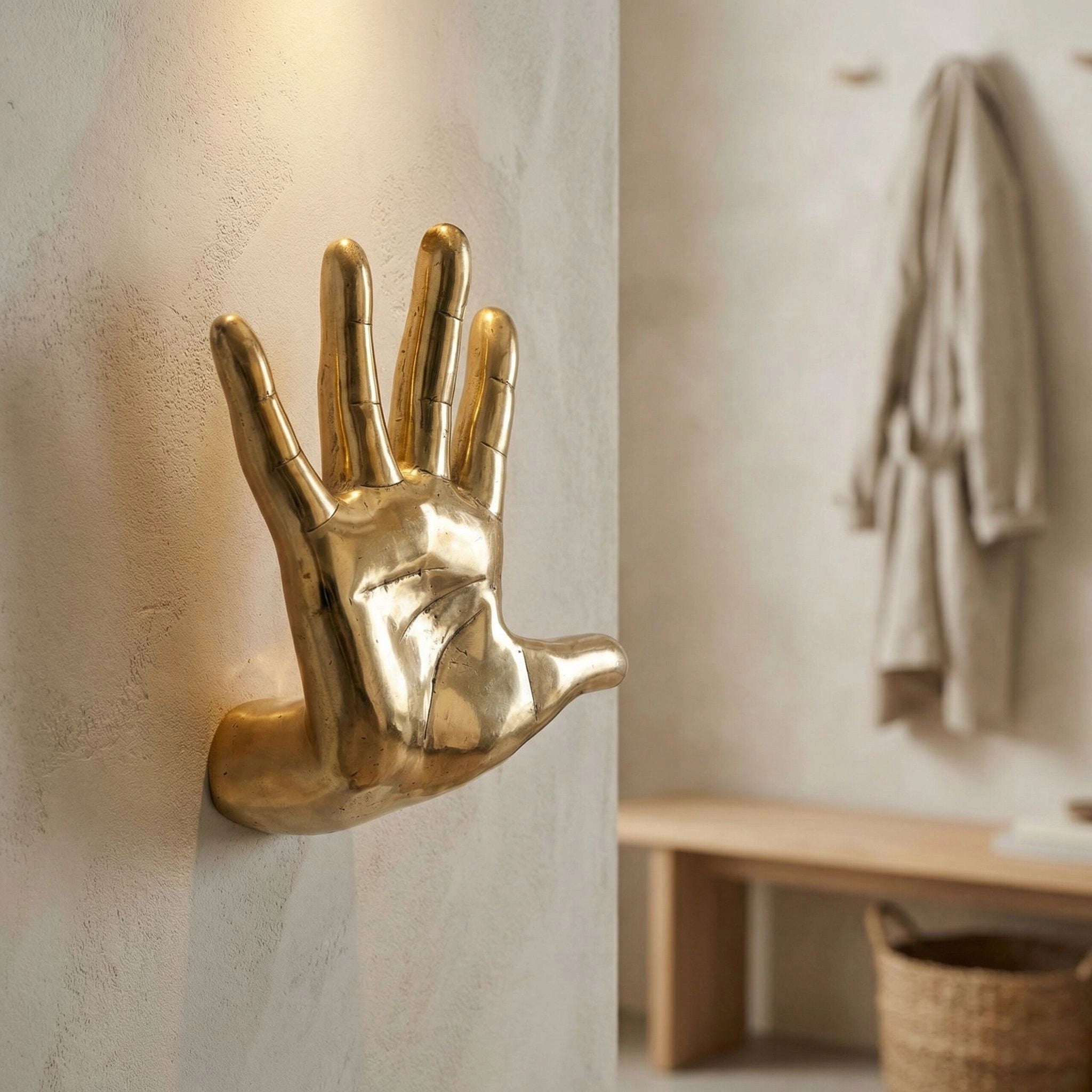 Hand On The Wall In Antique Brass By Noir Ab 231Br 7