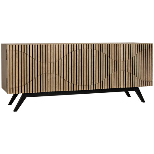 Illusion Sideboard with Iron Base in Bleached Walnut w/ Matte Black Frame by Noir (GCON244BW)