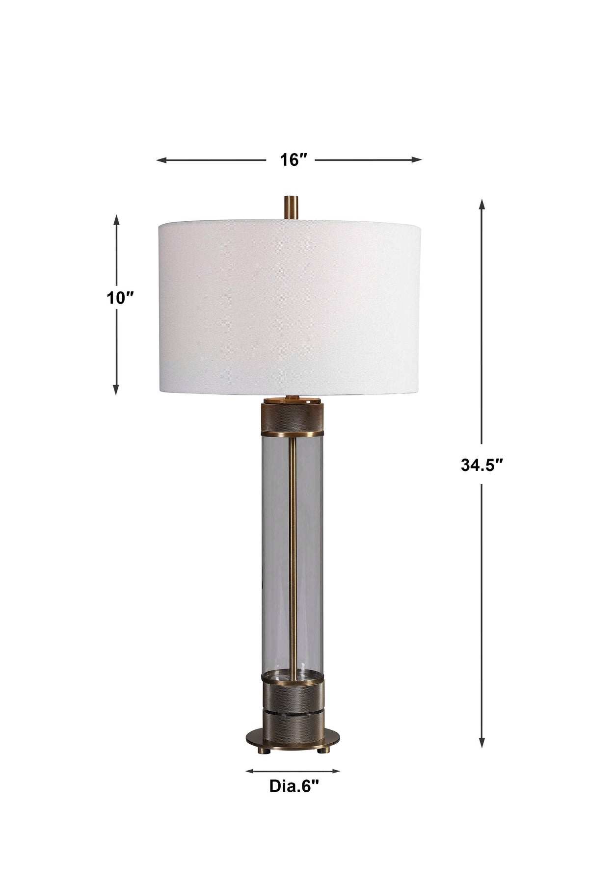 Clear glass table lamp dimensions, 16 W x 16 D x 35 H inches