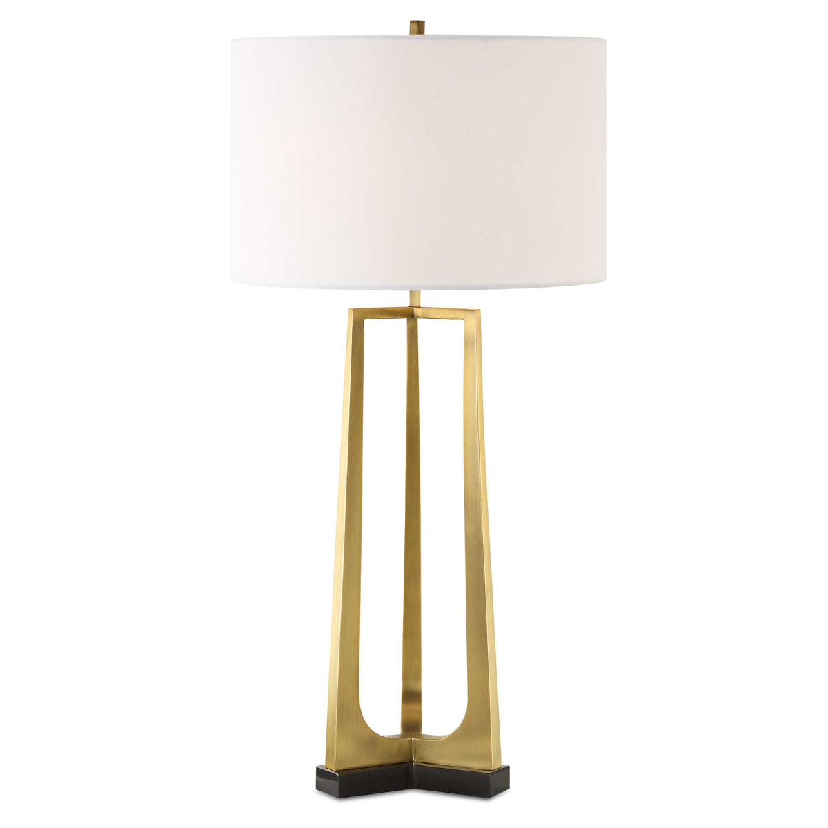 33 inch Antique Brass Tripod Table Lamp with Black Marble Base