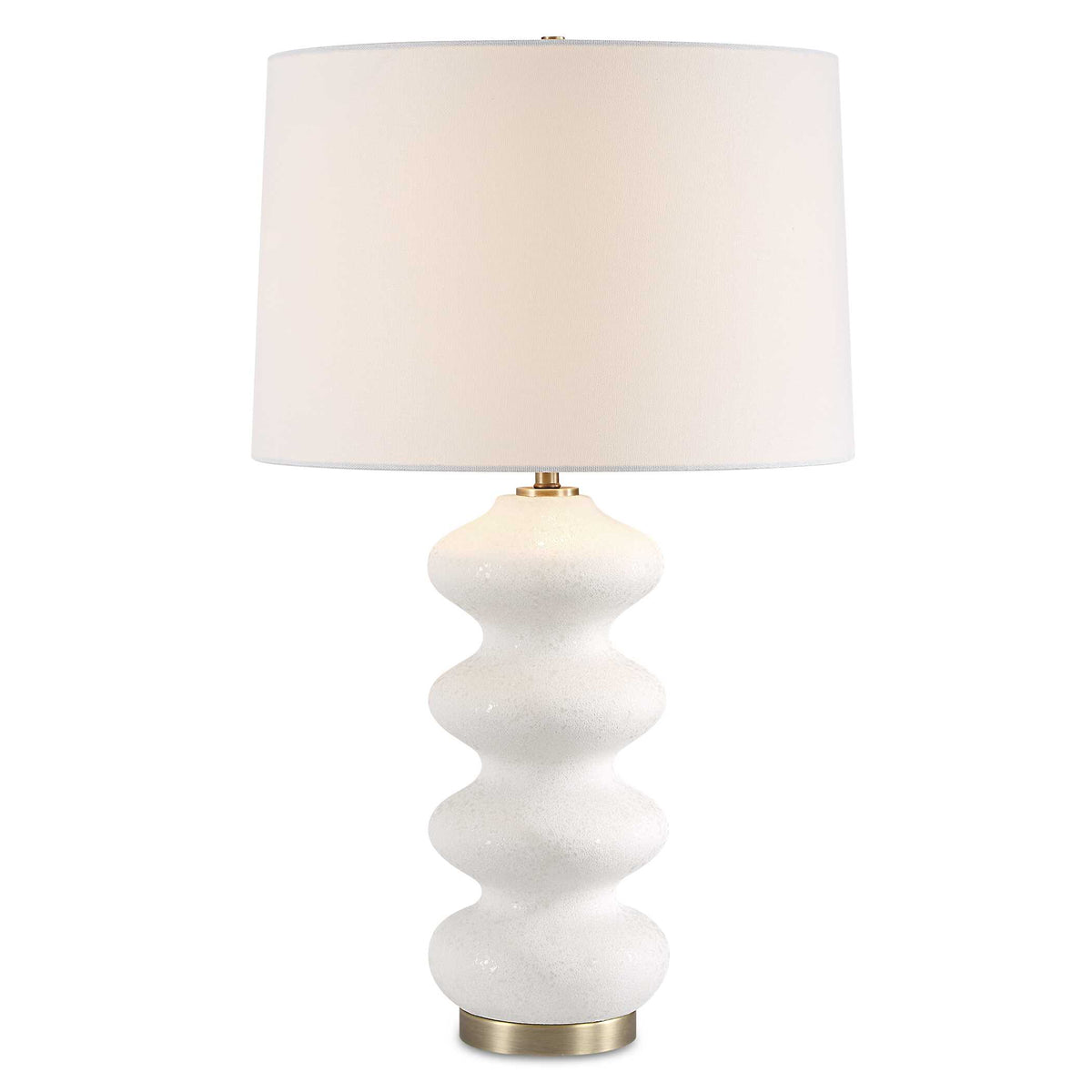 26 inch textured white porcelain table lamp with white linen shade