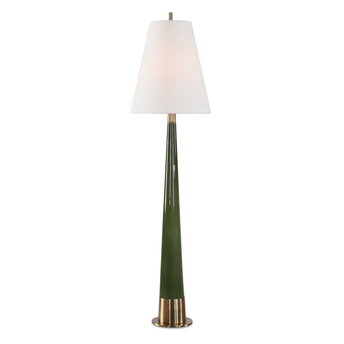 38" Tall Moss Green Ceramic Table Lamp with Antique Brass Base