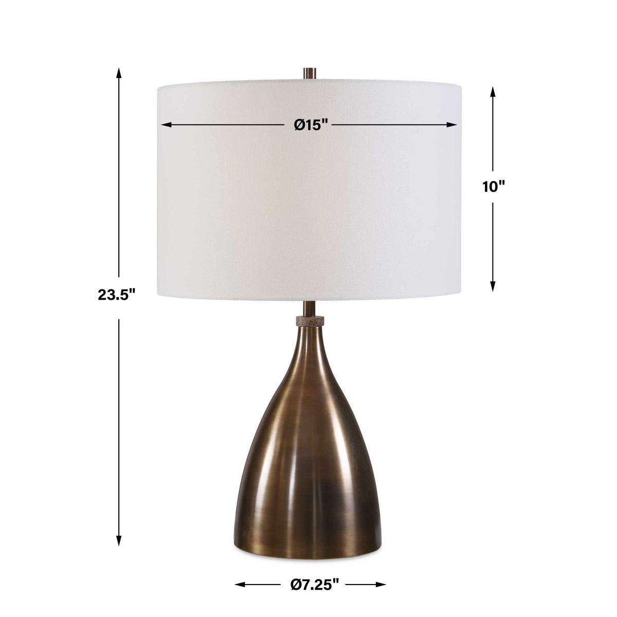 Bronze table lamp dimensions, 15 inch wide x 15 inch deep x 23.5 inch high