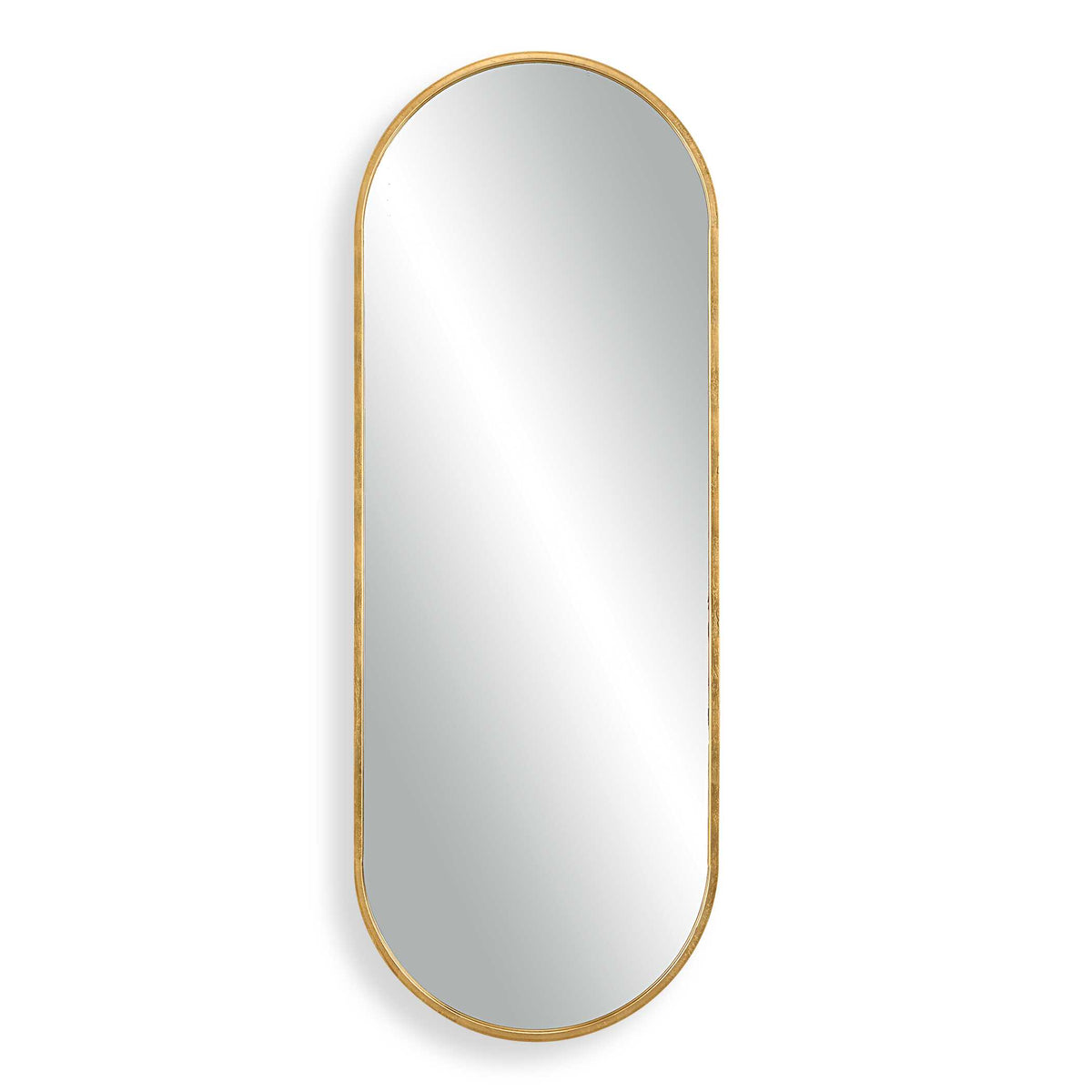 22 x 60 inch tall antiqued gold leaf oval iron wall mirror
