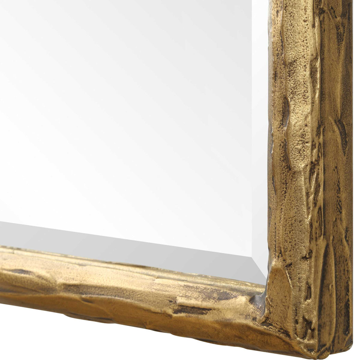Dark Academia rectangular wall mirror, aged gold frame with rustic charm