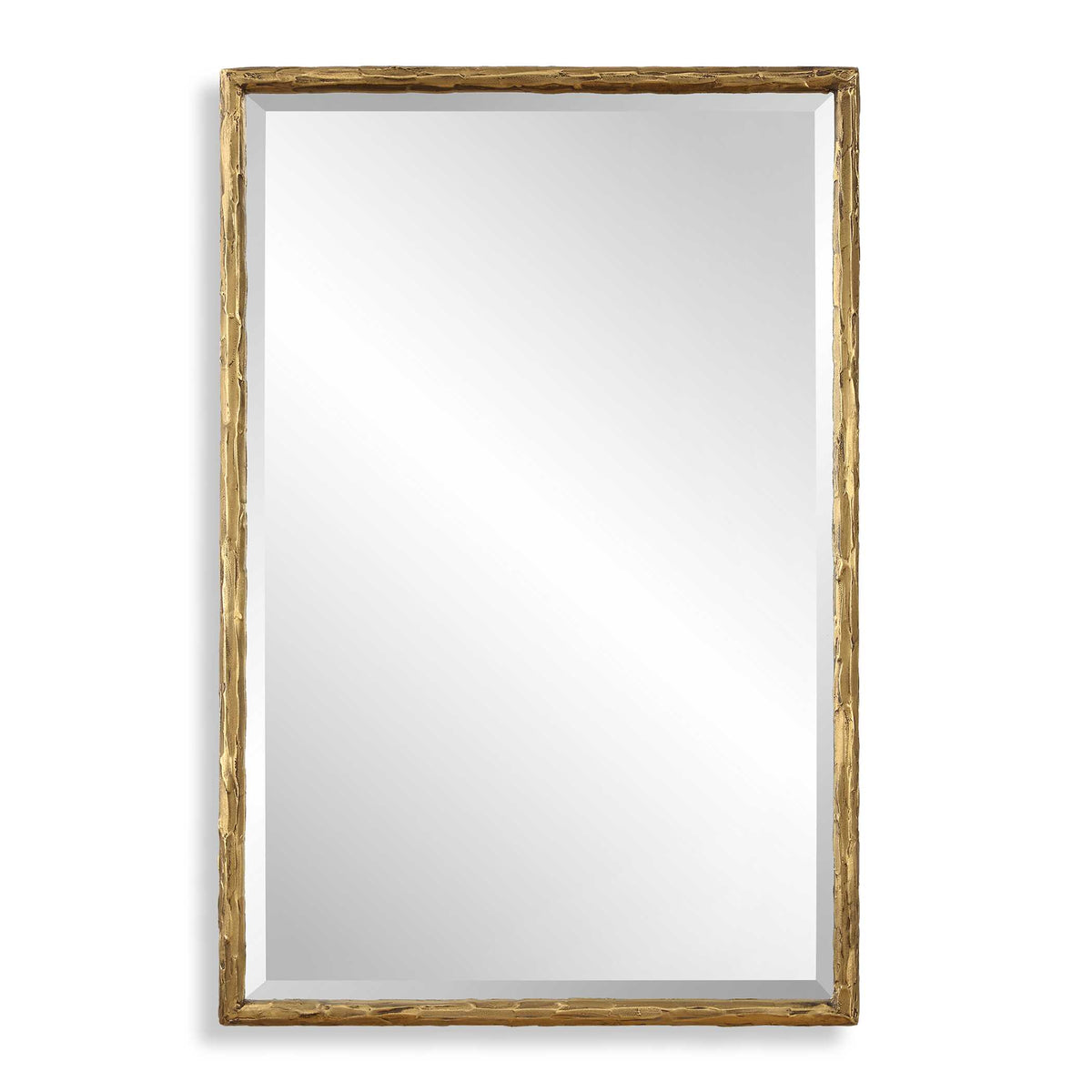 24 x 36 inch aged gold beveled vanity mirror with plaster effect