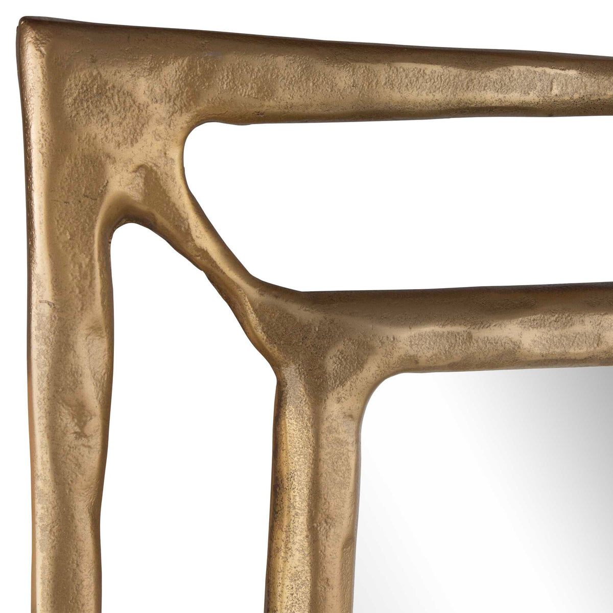 Dark academia and organic modern mirror in a plated antiqued brass finish