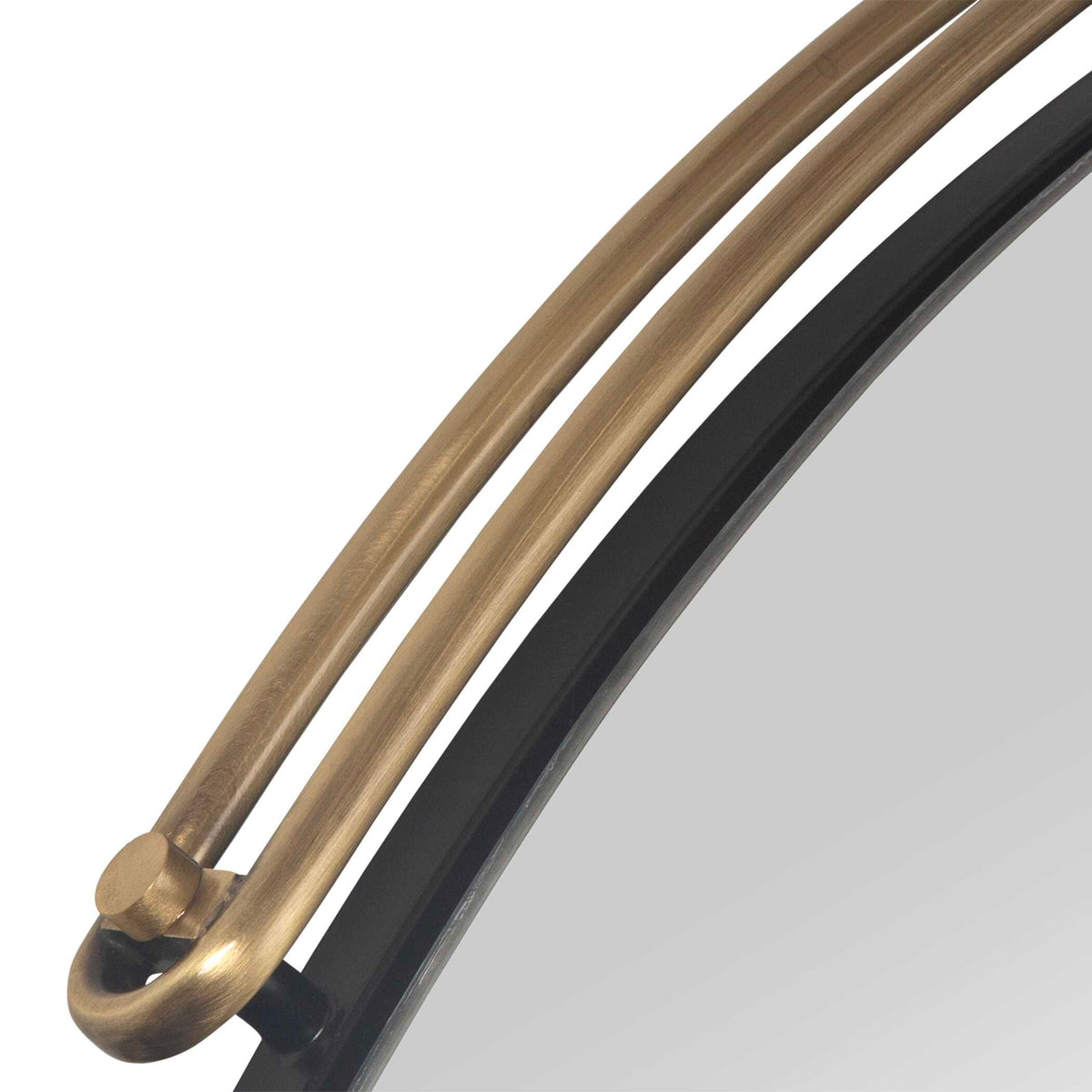 Dark academia and old money accent mirror in plated antique brass