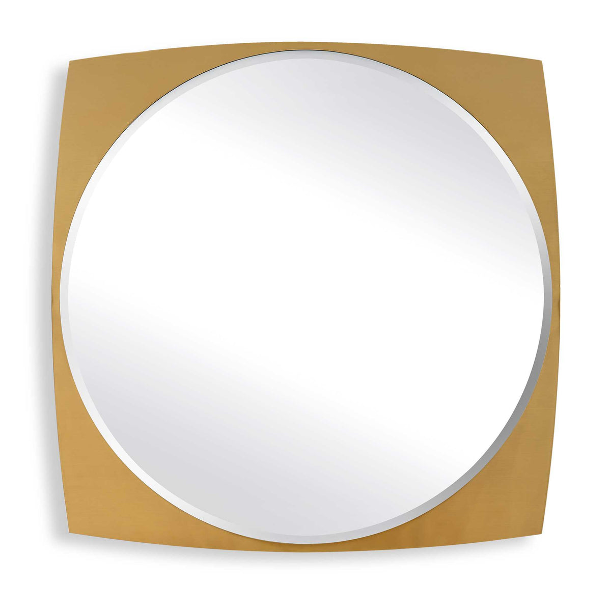 48 x 48 inch antique brass stainless steel round beveled wall mirror