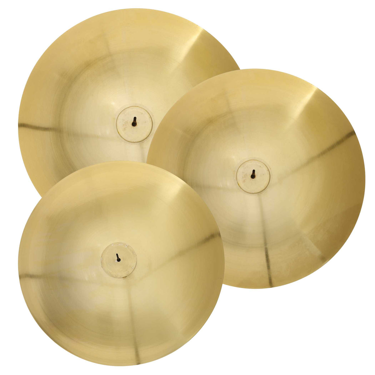 Back of the round gold wall discs with a keyhole hanger on each, Old Money and Vintage decor