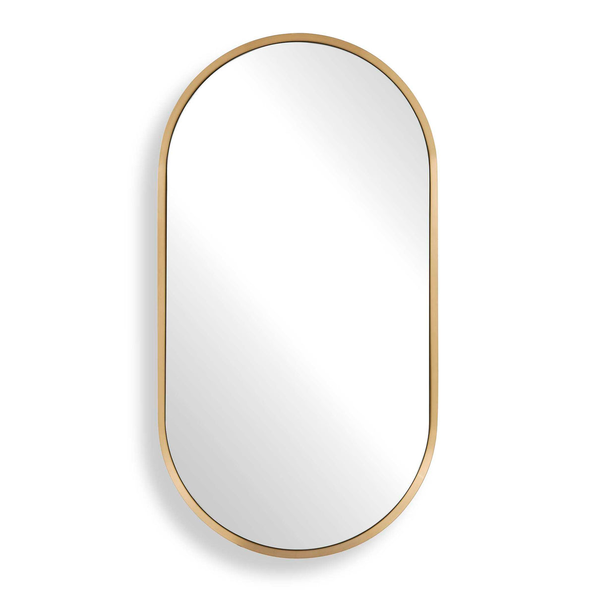 26 x 48 inch oval antique brass stainless steel wall mirror