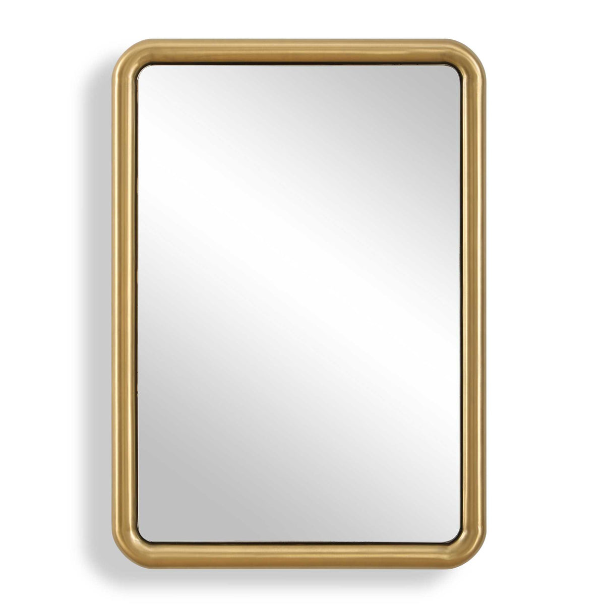 29 x 41 inch modern rectangle antique brass mirror with rounded frame