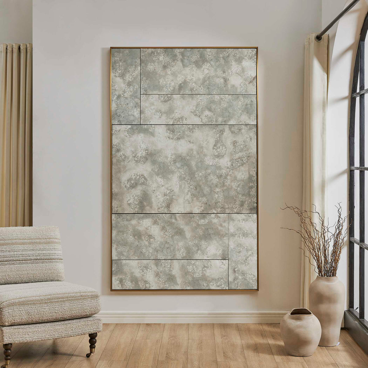 Antique mirror dimensions, 49.25 inch wide, 81.375 inch high, 1.5 inch deep