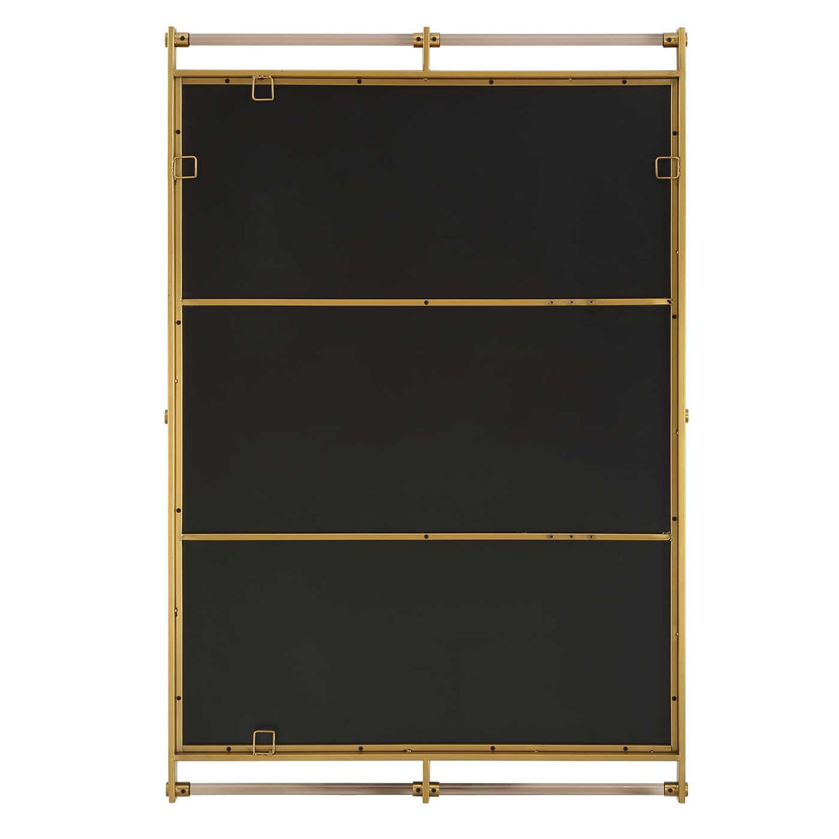 40 pound stainless steel accent mirror that hangs horizontal or vertical