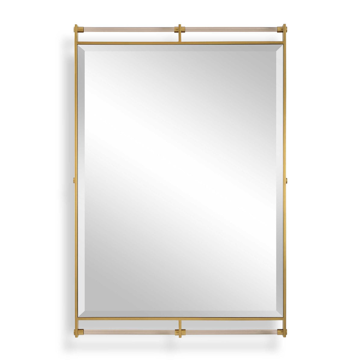31 x 46 inch antique brass industrial wall mirror with amber acrylic bars