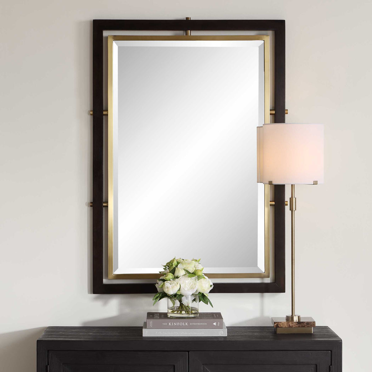 Bathroom vanity mirror size, 30.75 inch wide, 43.5 inch high, 1.5 inch deep