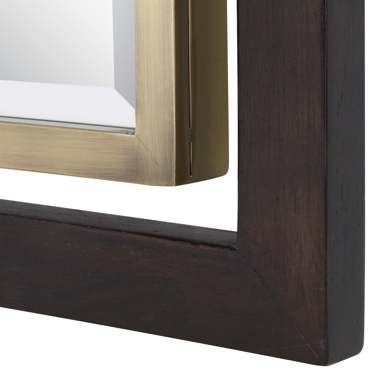 25.4 pound wood and iron mirror with a generous 1 inch bevel