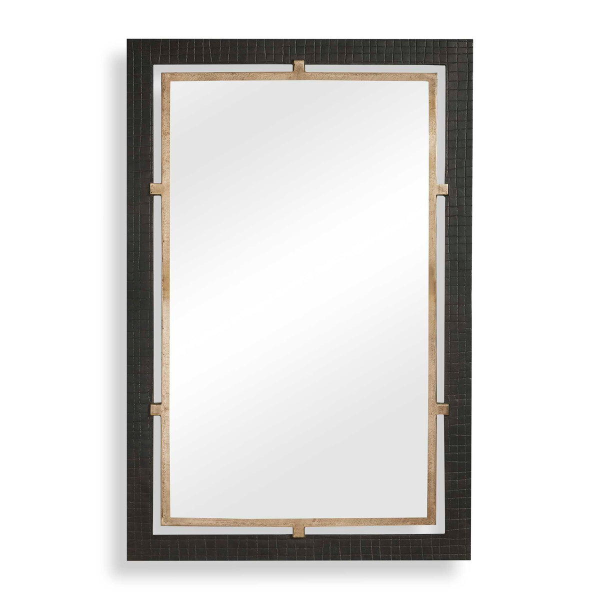 32 x 48 inch dark bronze and antique brass cast aluminum wall mirror