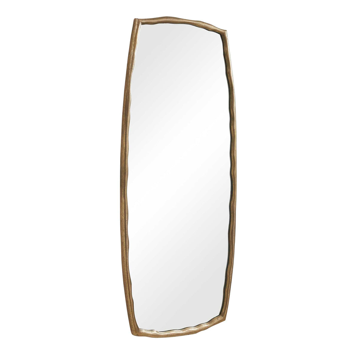 Full length mirror with undulating edges, angled view of the cast frame