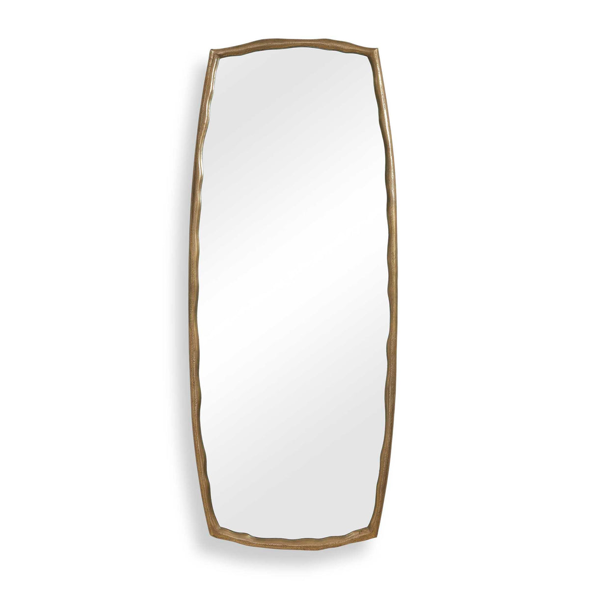 30 x 73 inch tall organic antique brass cast aluminum wall mirror