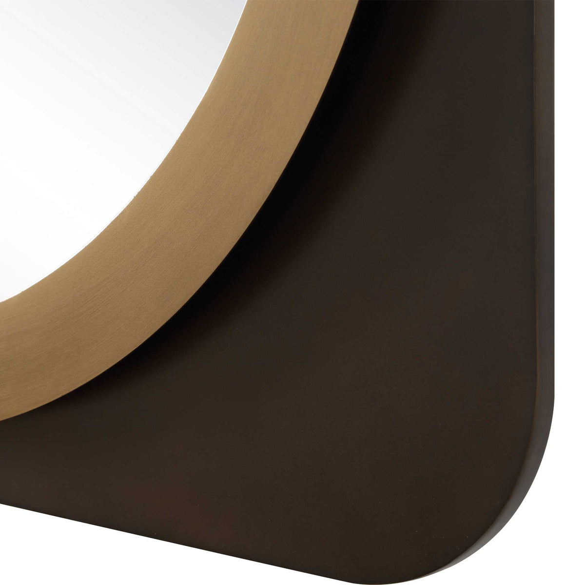 Art deco entryway mirror with contrasting dark bronze and gold tones
