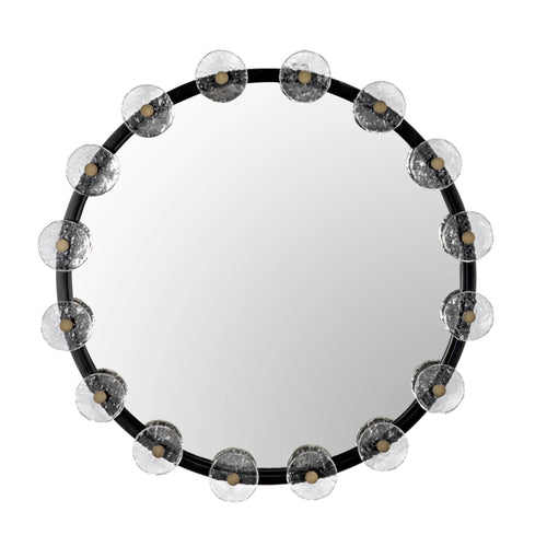 Moira Mirror with Glass Details in Matte Black by Noir (PZ008MTB)