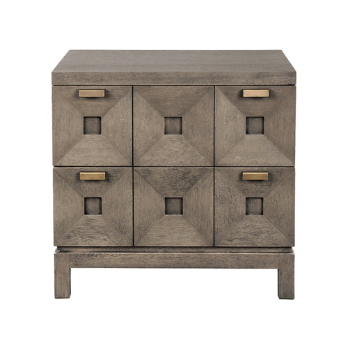 Musashi 2 Drawer Small in Greige Walnut, Brass by Noir (GCON458GEW-1)