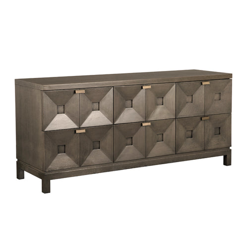 Musashi 6 Drawer in Greige Walnut, Brass by Noir (GCON458GEW-3)