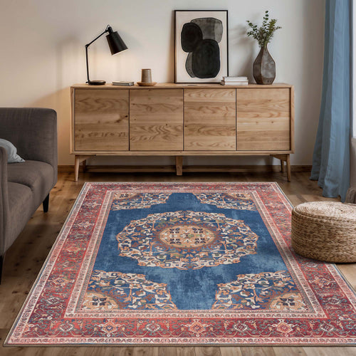 Navy Oushak Washable Area Rug