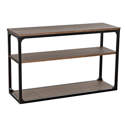 46" Small Dark Walnut Console with Matte Black Frame
