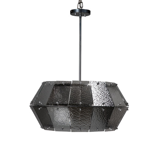Obsidian Chandelier Large in Antique Silver and Smoke Grey Glass by Noir (LZR012)