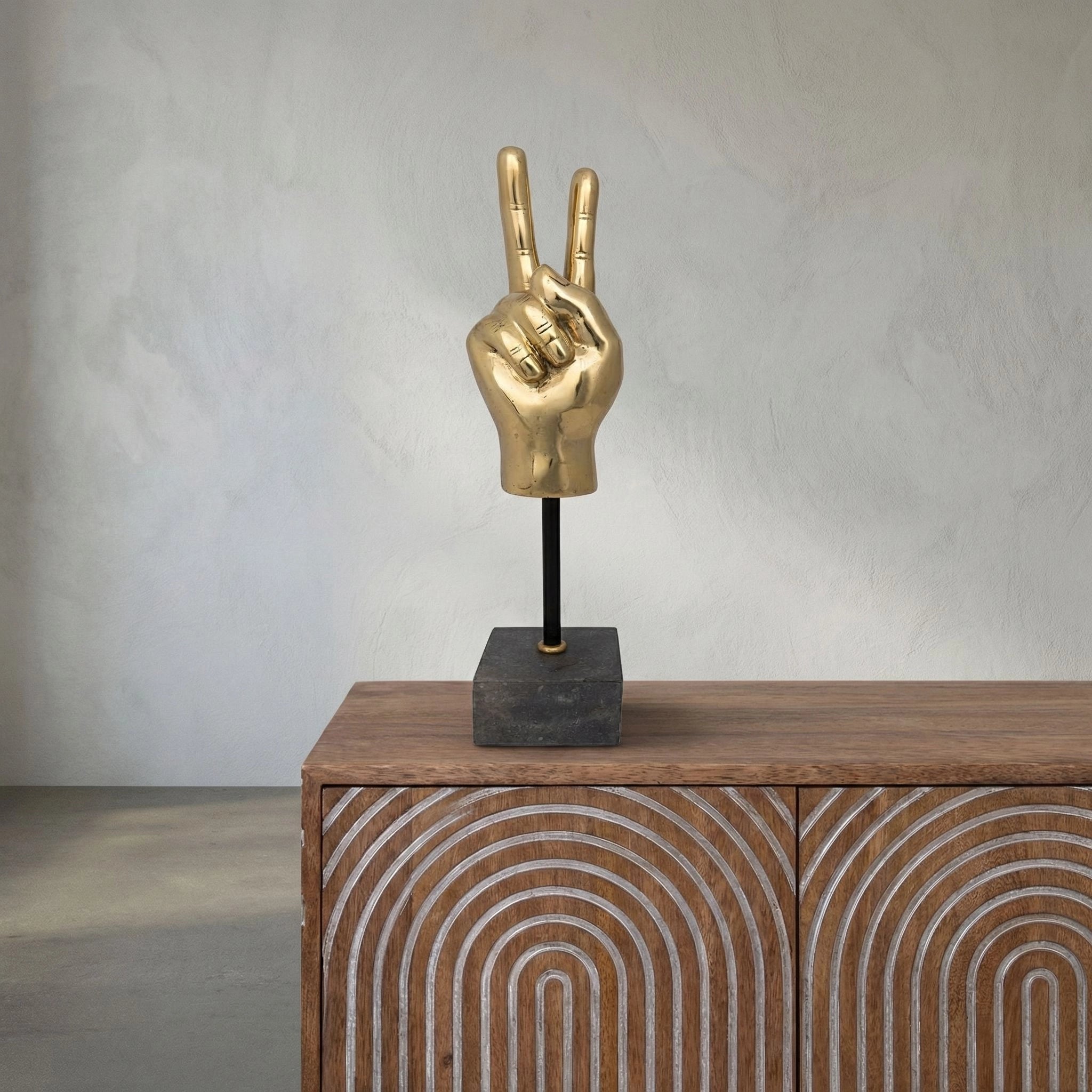 Peace Sign On Stand In Antique Brass By Noir Ab 1Sbr 4
