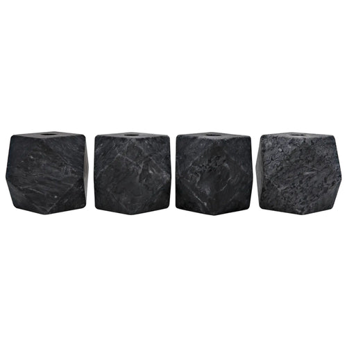 Polyhedron Decorative Candle Holder Set of 4 in Waxed by Noir (YT0717-7BL)
