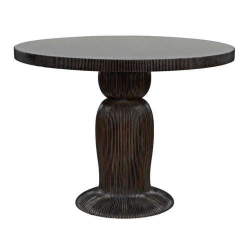 Portobello Dining Table Hand Rubbed Black with Light Brown Trim by Noir (GTAB560HB)