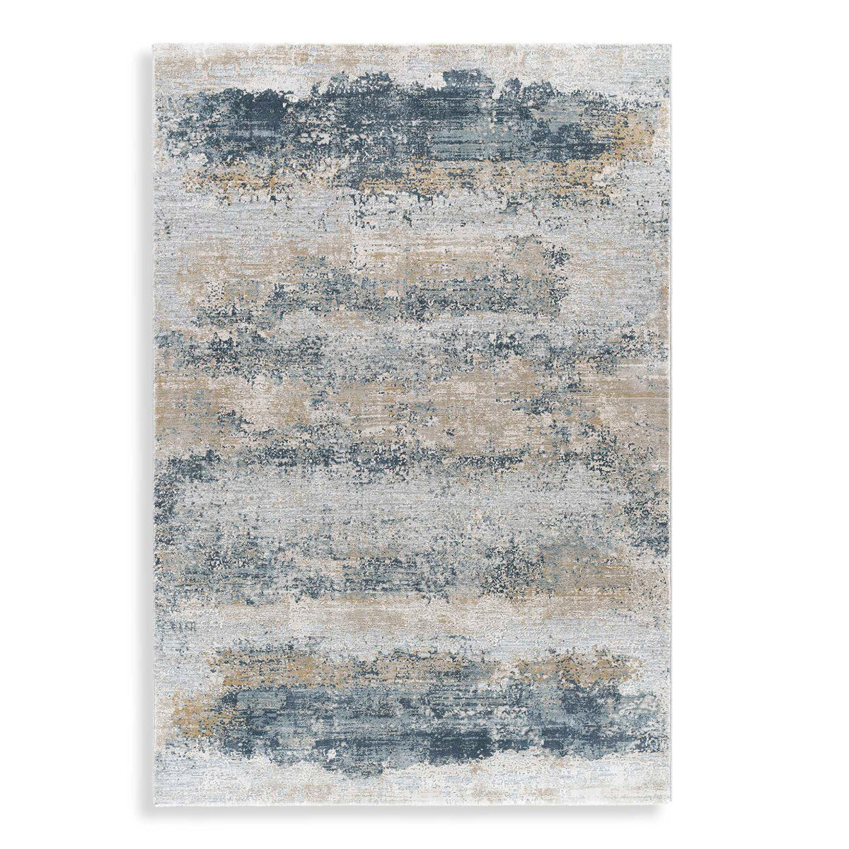 Gray and blue modern abstract polyester area rug