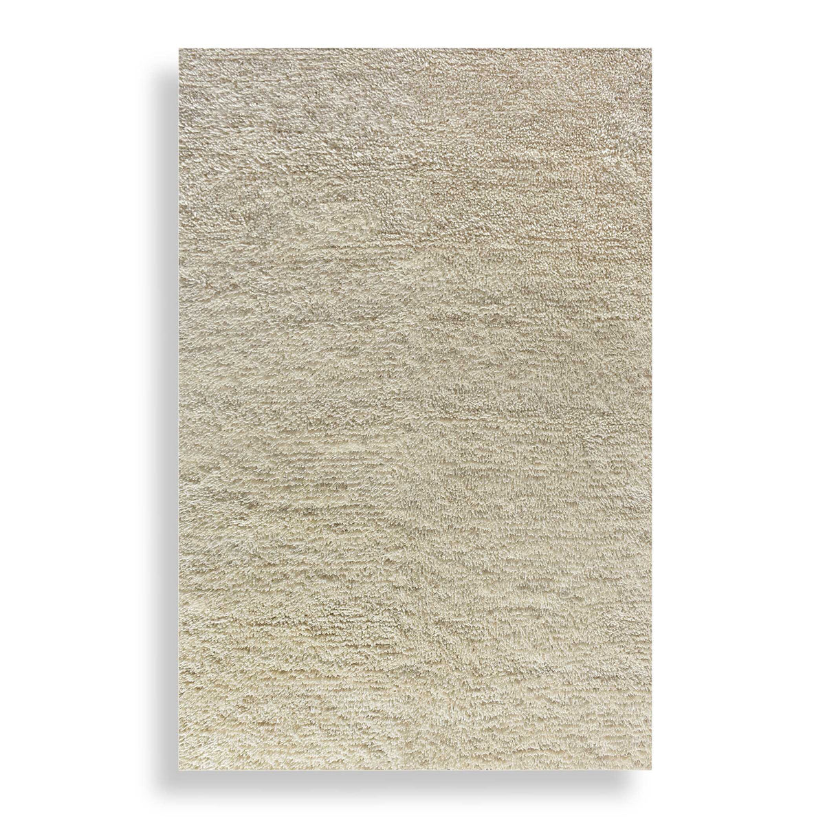 Ivory hand woven wool plush shag area rug