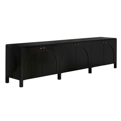 Weston Sideboard Hand Rubbed Black with Light Brown Trim by Noir (GCON386HB-XL)