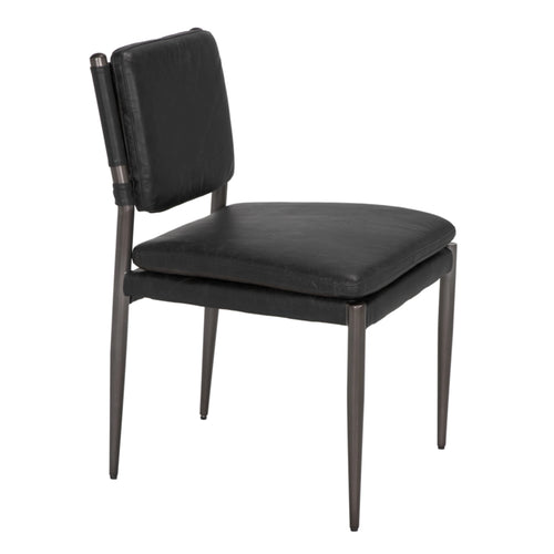 Wooster Dining Chair in Steel Gray Powder Coat and Ebony Black by Noir (LEA-C0115D-1D)