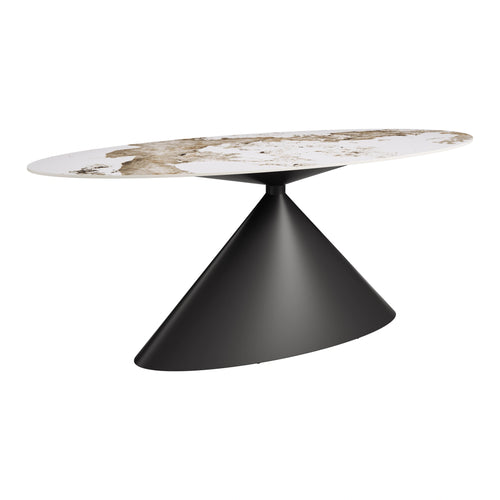 White Faux Marble Rectangular Dining Table | Steel Base