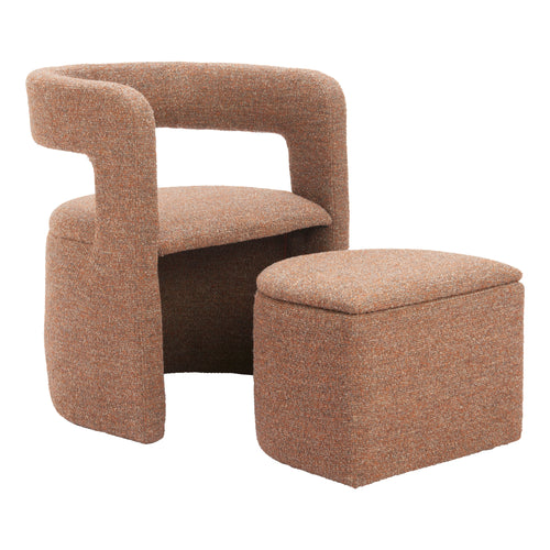 Tawny Brown Shearling Chair and Ottoman Set