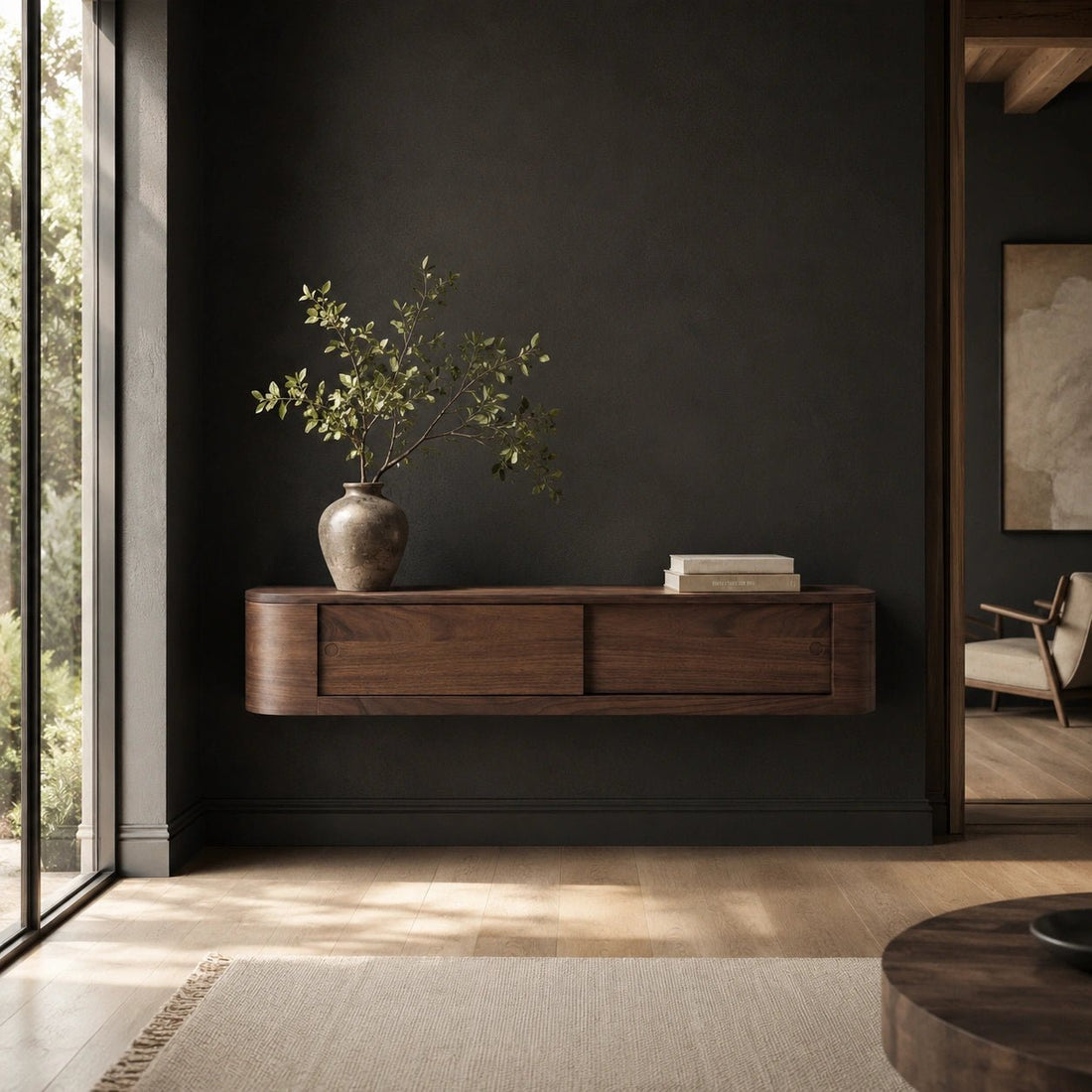 Walnut Floating Console Table (TU-1006-03) by Moe's Home Collection - AURA Modern Home