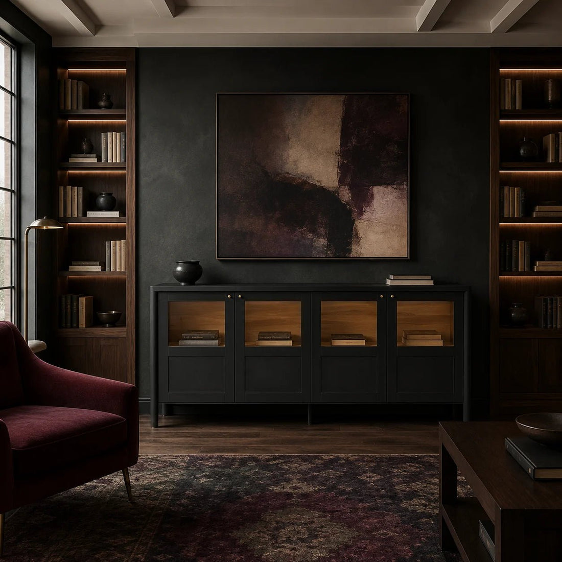 73-black-glass-front-sideboard-lifestyle-image-aura-02