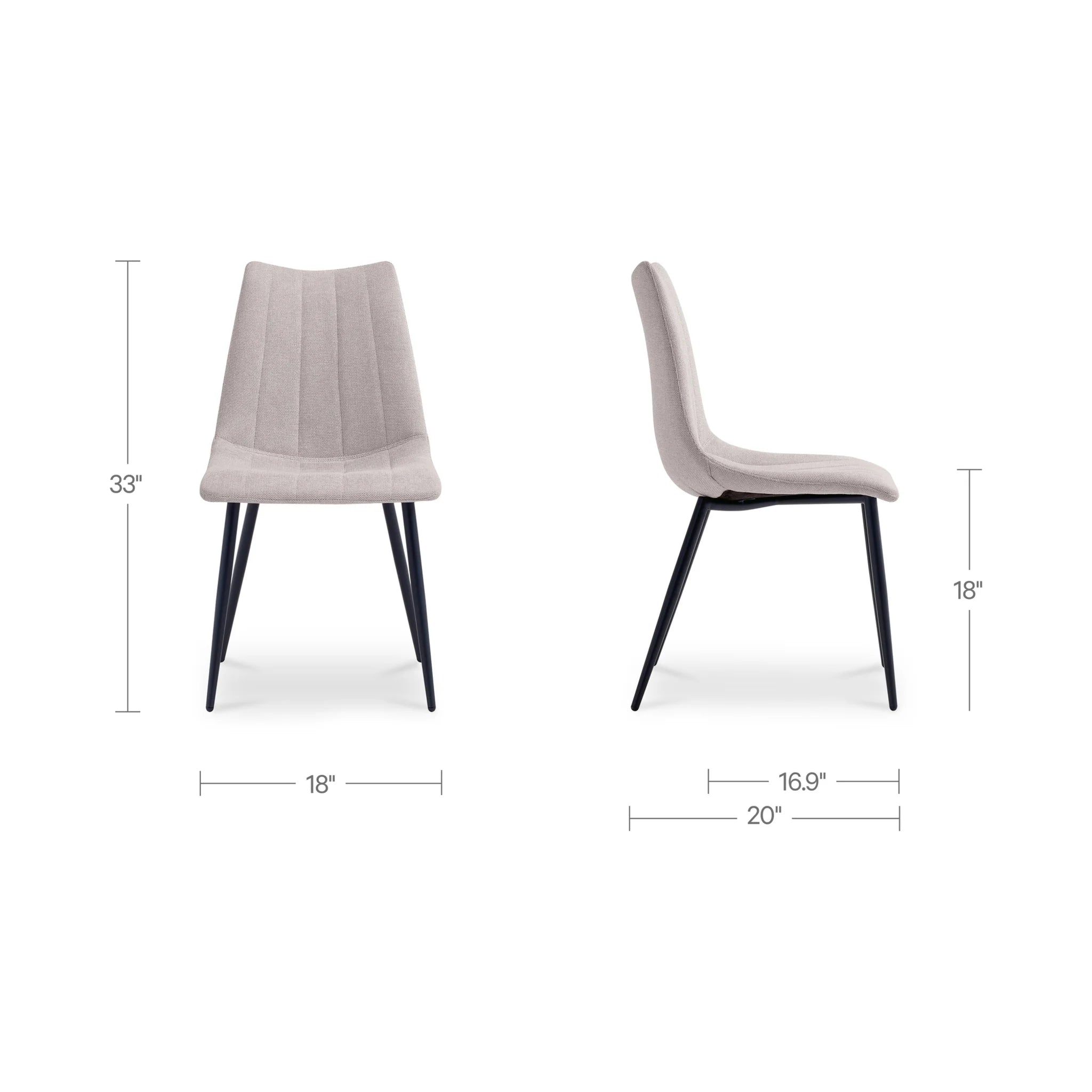 Beige Channel-Stitched Dining Chairs Set of 2 (UU-1022-34) by Moe's Home Collection image 2