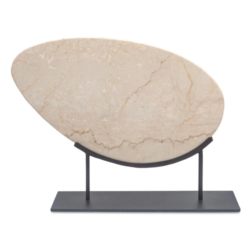 Beige Marble Oval Disc Sculpture on Stand (PJ-1025-34) by Moe's Home Collection