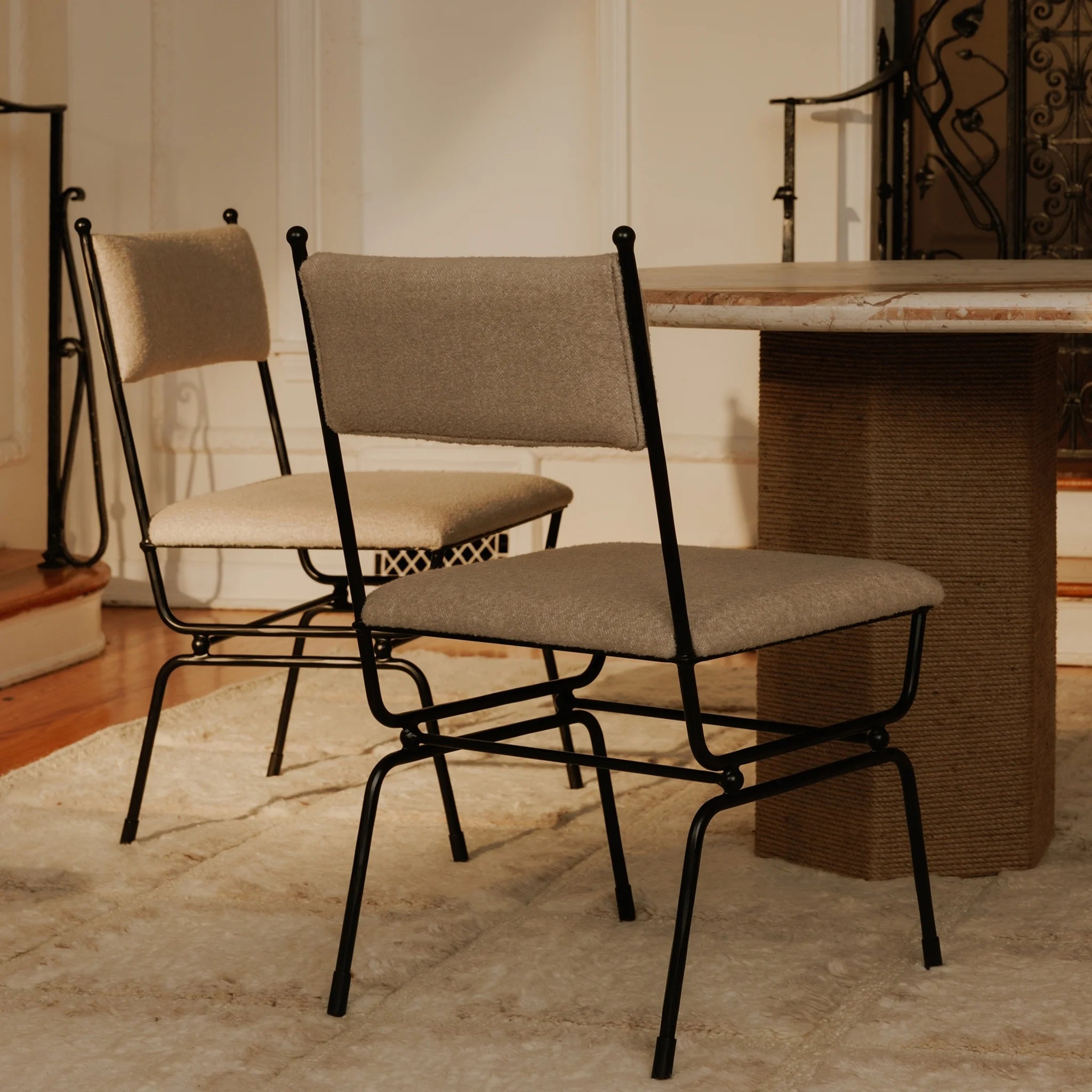 Beige Upholstered Dining Chair with Iron Frame (QN-1034-34) by Moe's Home Collection image 2
