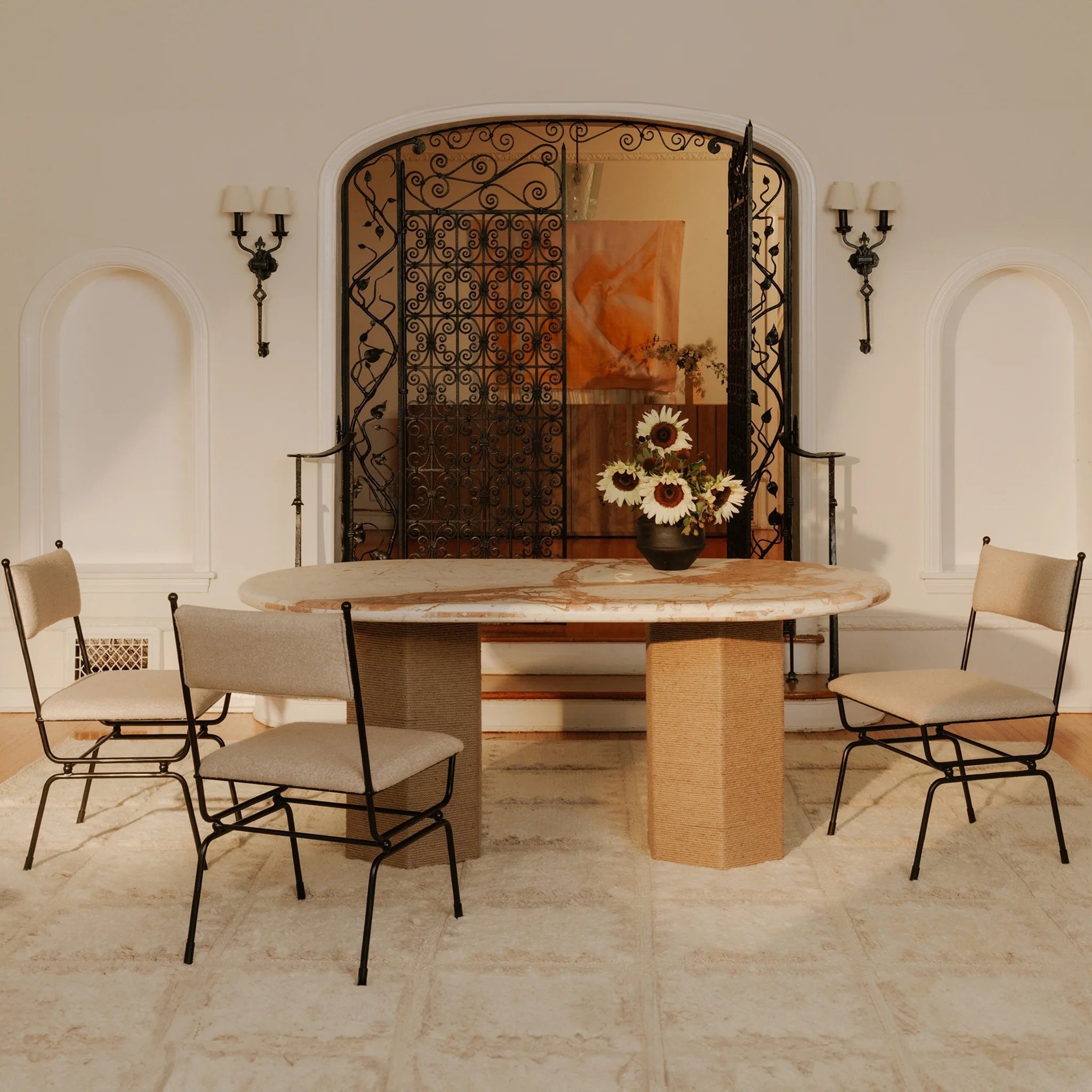 Beige Upholstered Dining Chair with Iron Frame (QN-1034-34) by Moe's Home Collection image 3