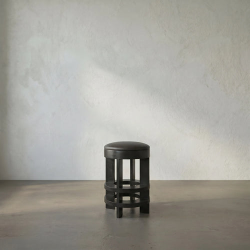 Berlin Counter Stool with Swivel Leather Seat in Hand Rubbed Black by Noir (GSTOOL161HB-S)