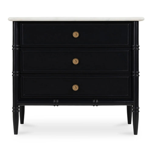 Black 3-Drawer Nightstand with Marble Top (RP-1062-02) by Moe's Home Collection