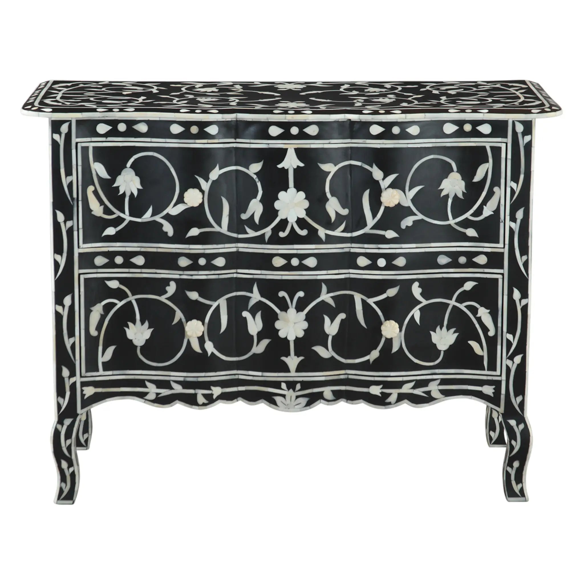 black two drawer dresser Horn Inlay 2-Drawer Chest (FFL-DR42BI-BLK) Style:Size 4 designed to blend style 2BP83 Black : Pants for