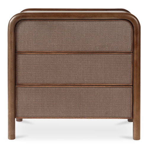 Brown Wood 3-Drawer Nightstand